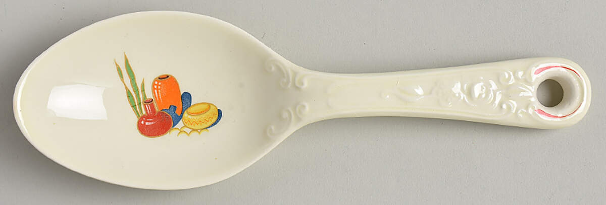 Mexicana (Century, Red Band) Salad Serving Spoon, Solid Piece by Homer Laughlin -1