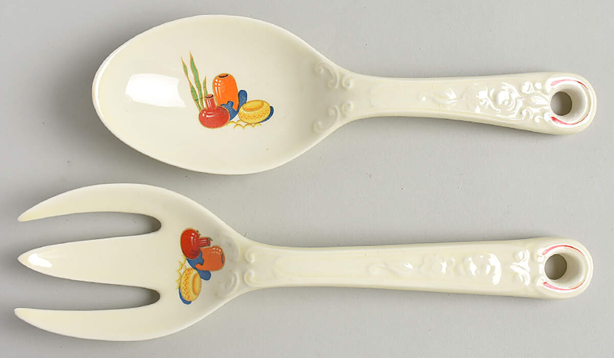 Mexicana (Century, Red Band) 2 Piece Salad Set, Solid Piece by Homer Laughlin -1