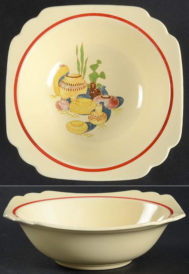 Mexicana (Century, Red Band) Rim Cereal Bowl by Homer Laughlin -1