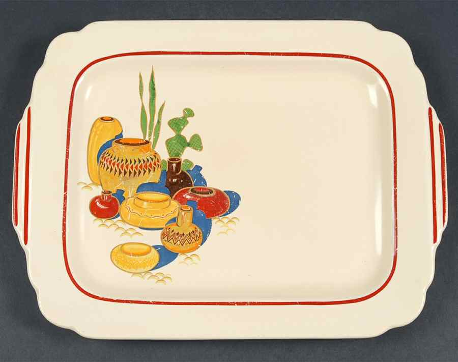 Mexicana (Century, Red Band) 11" Oval Serving Platter by Homer Laughlin -1