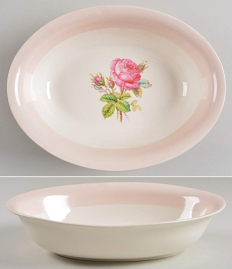 Moss Rose 9" Oval Vegetable Bowl by Homer Laughlin -1