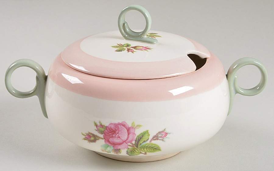 Moss Rose Cream Soup Bowl & Lid Set by Homer Laughlin -1
