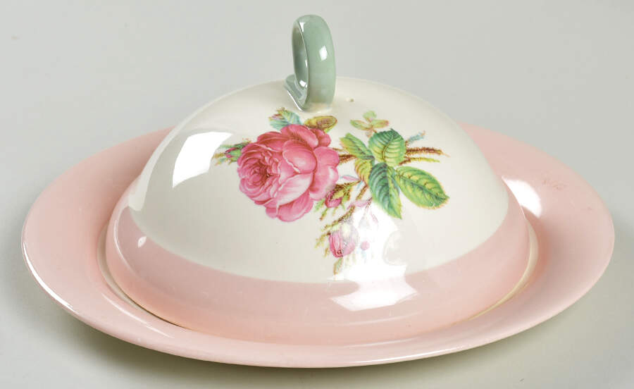 Moss Rose Round Covered Butter by Homer Laughlin -1