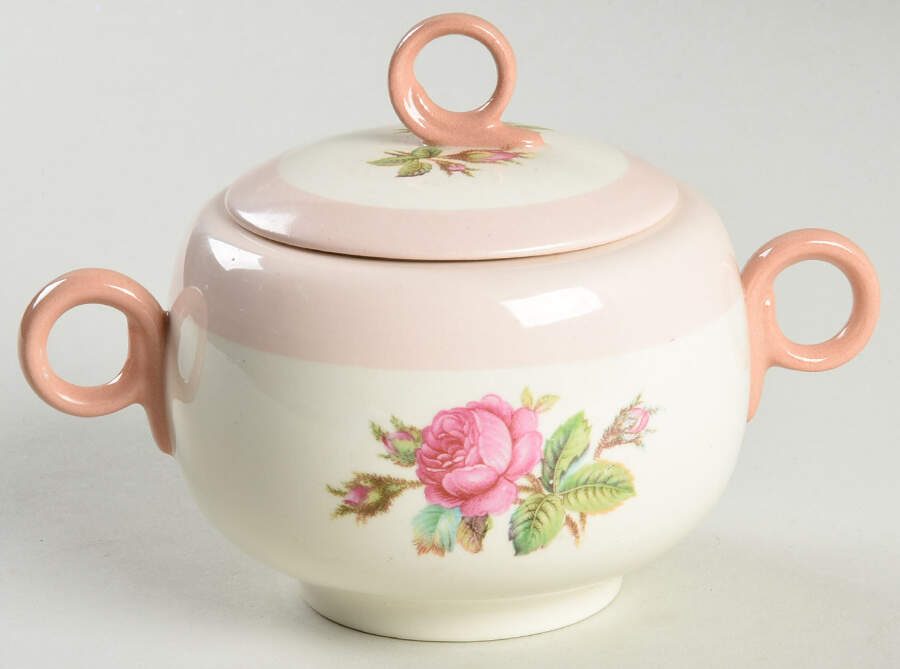 Moss Rose Sugar Bowl & Lid by Homer Laughlin -1