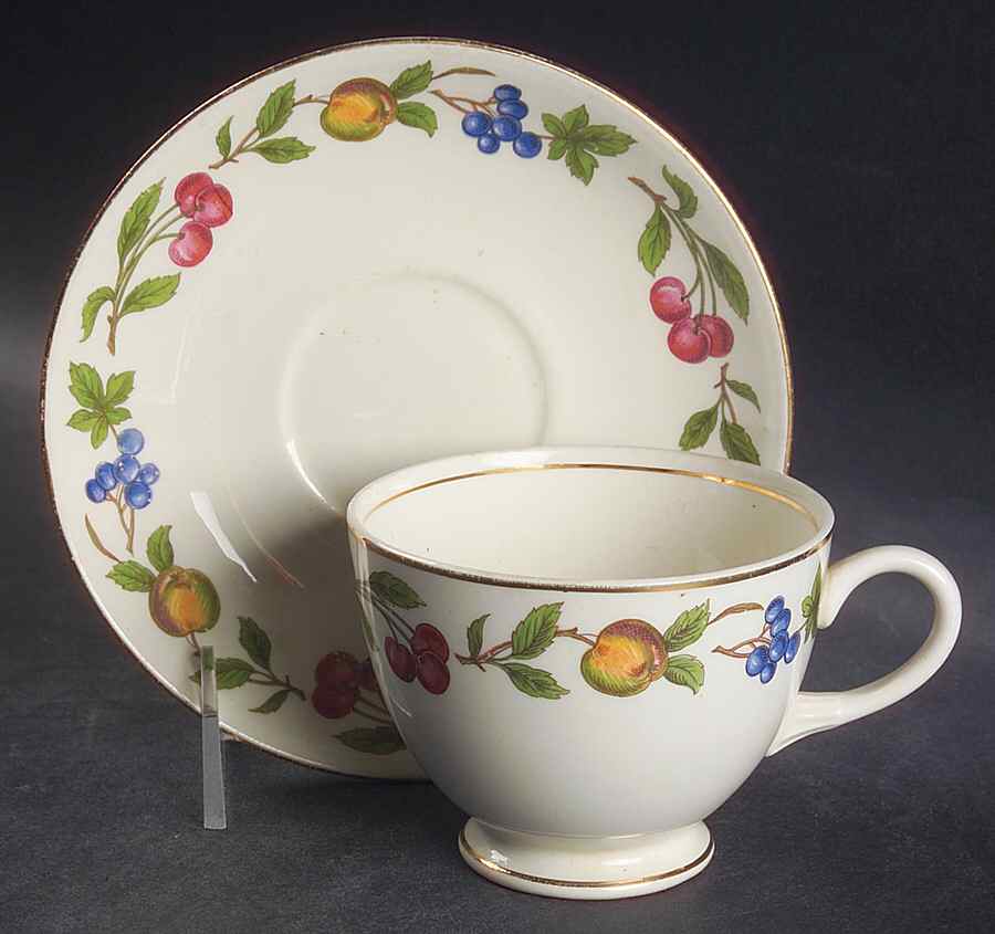 Orchard Footed Cup & Saucer Set by Homer Laughlin -1