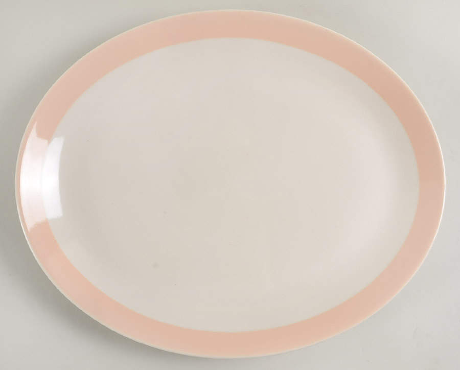 Organdy Pink 13" Oval Serving Platter by Homer Laughlin -1