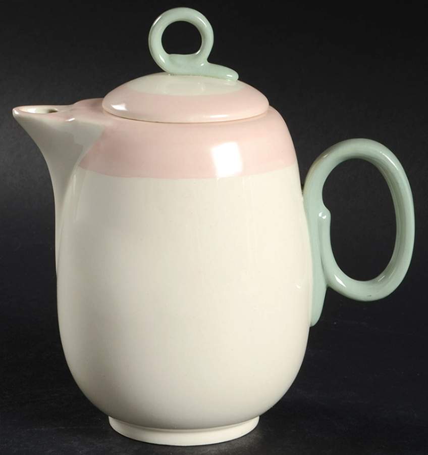 Organdy Pink Individual Coffee Pot & Lid by Homer Laughlin -1