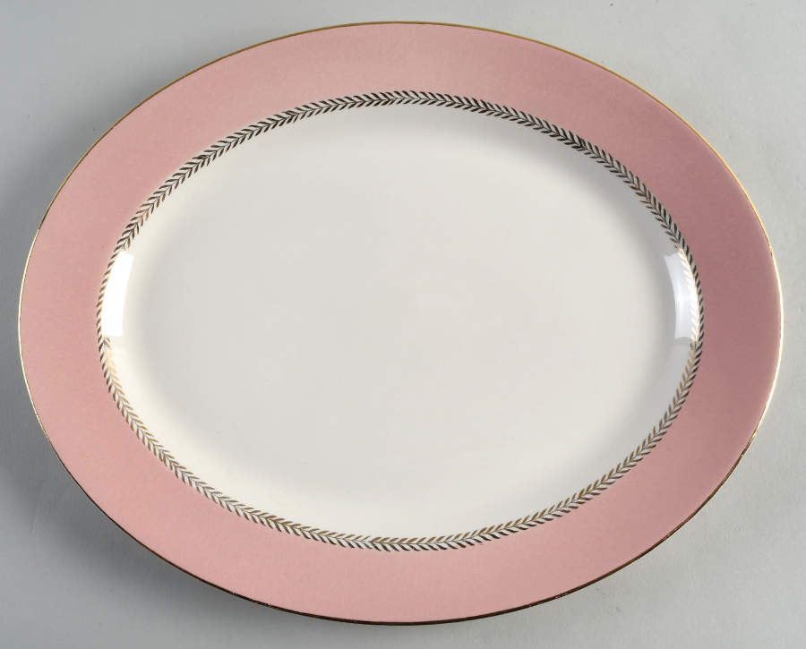 Pink Laurel 13" Oval Serving Platter by Homer Laughlin -1
