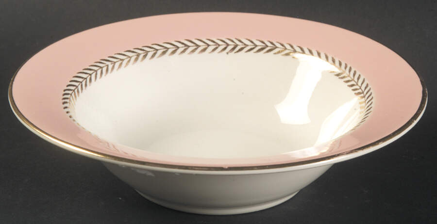 Pink Laurel Rim Fruit/Dessert (Sauce) Bowl by Homer Laughlin -1