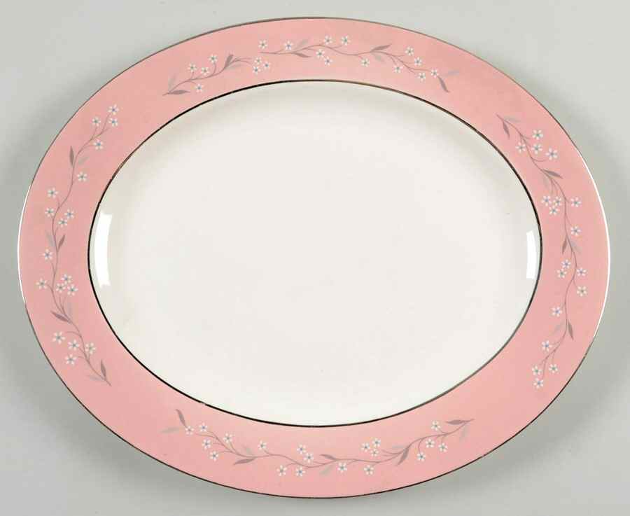Pink Melody 11" Oval Serving Platter by Homer Laughlin -1