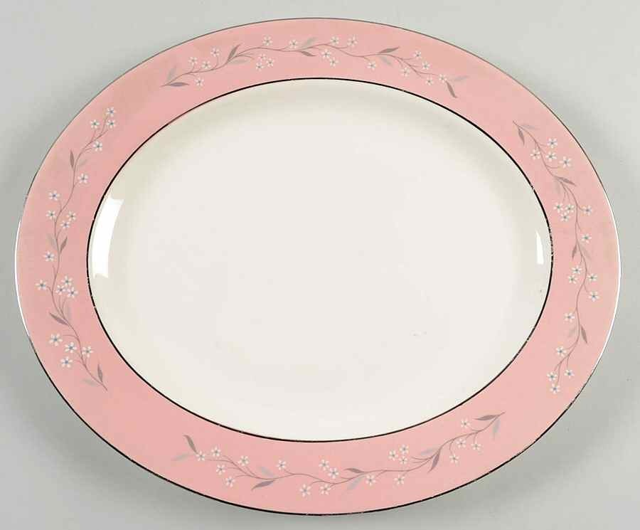 Pink Melody 13" Oval Serving Platter by Homer Laughlin -1