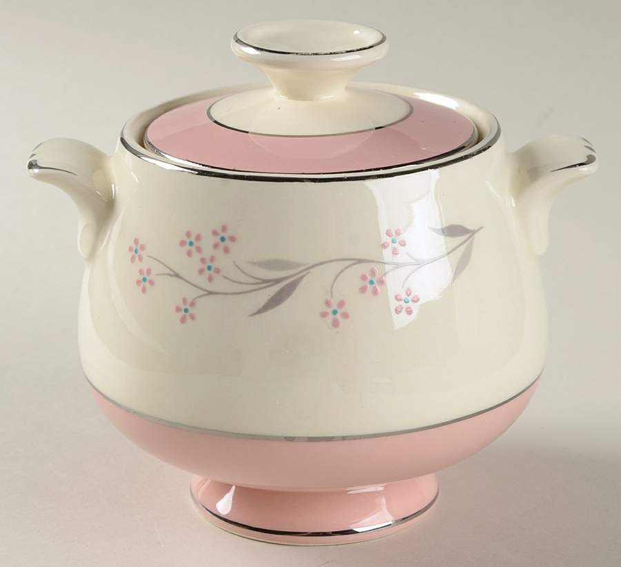 Pink Melody Sugar Bowl & Lid by Homer Laughlin -1