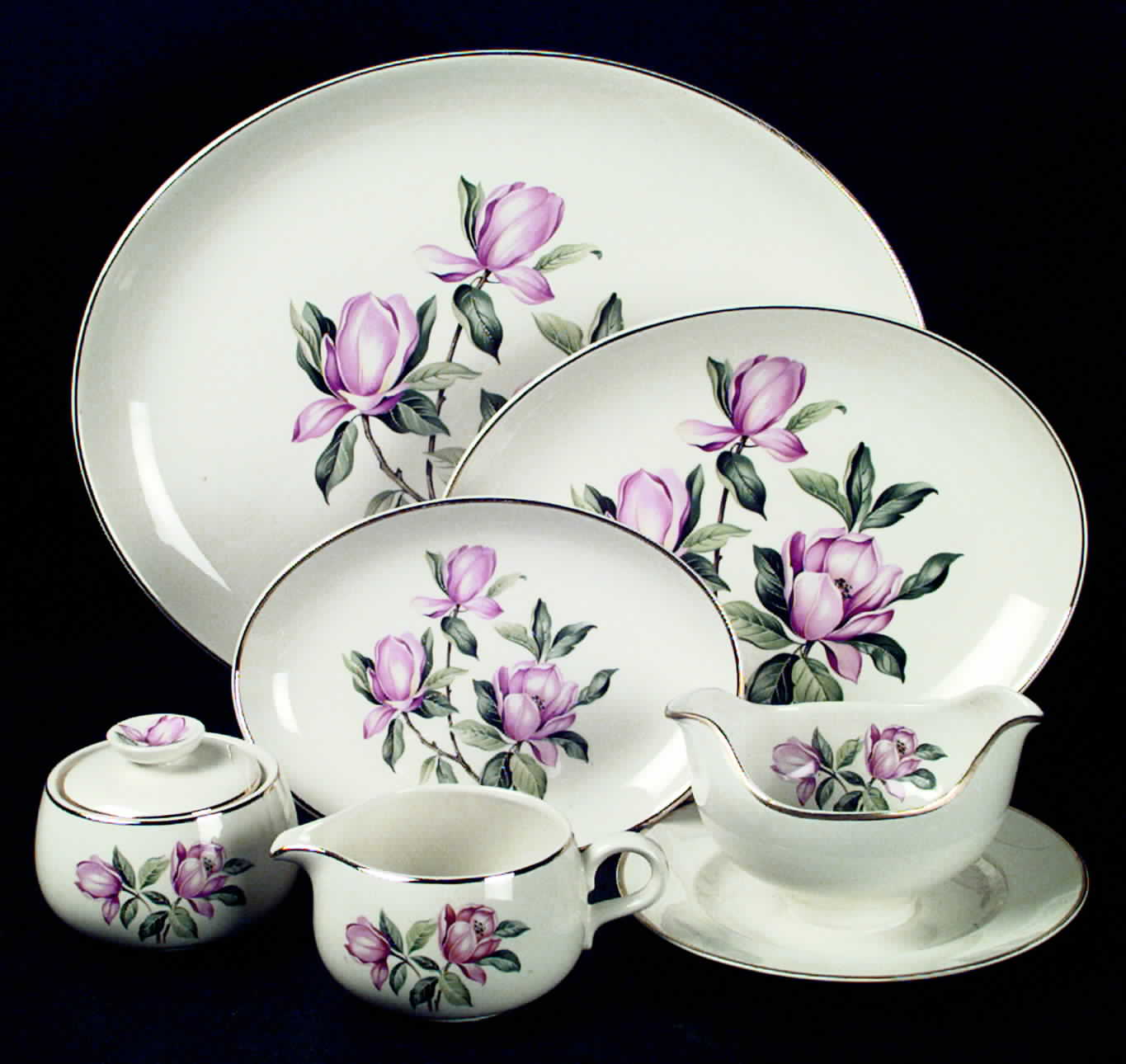 Pink Magnolia Gravy Boat by Homer Laughlin -1