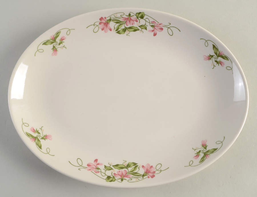 Pink Violets 11" Oval Serving Platter by Homer Laughlin -1