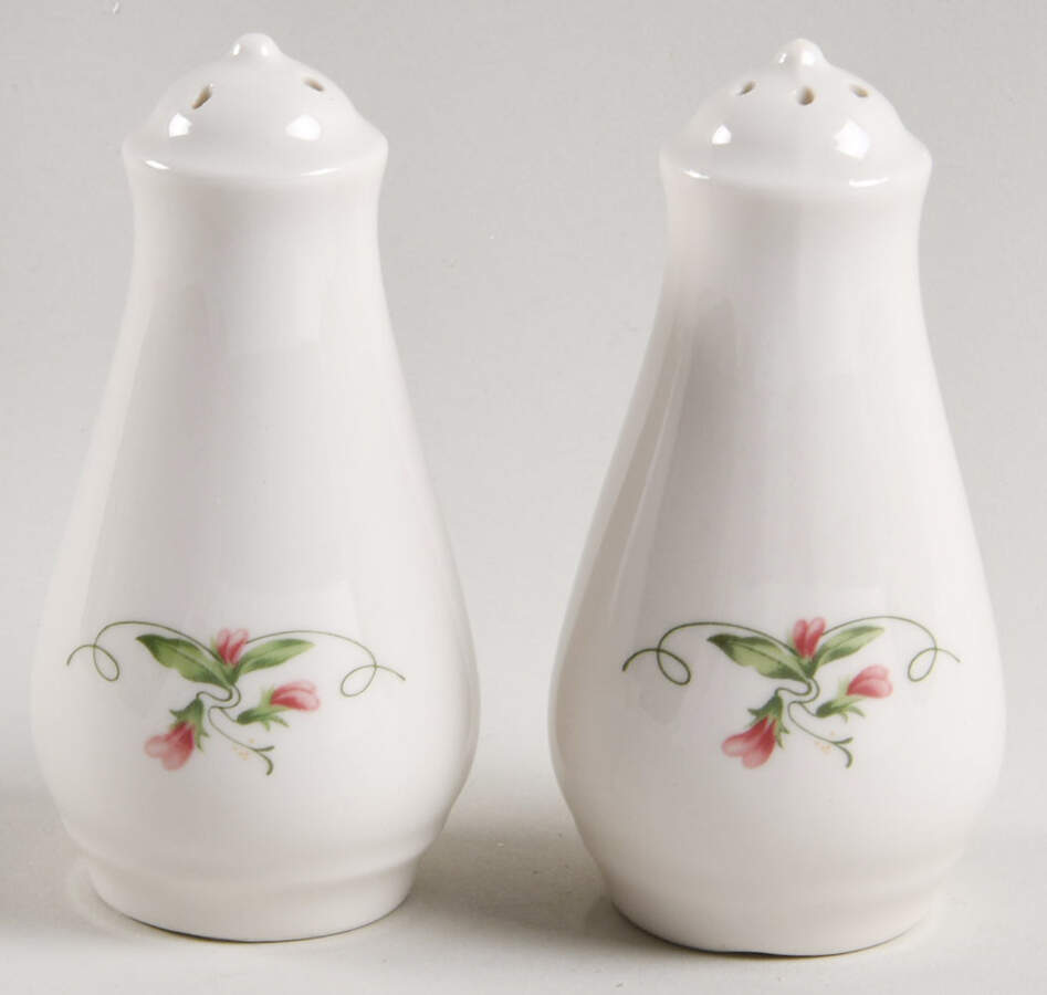 Pink Violets Salt & Pepper Set by Homer Laughlin -1