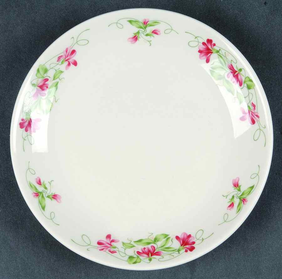 Pink Violets Coupe Bread & Butter Plate by Homer Laughlin -1