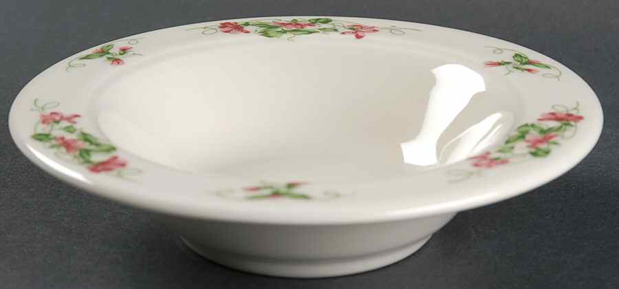 Pink Violets Rim Cereal Bowl by Homer Laughlin -1