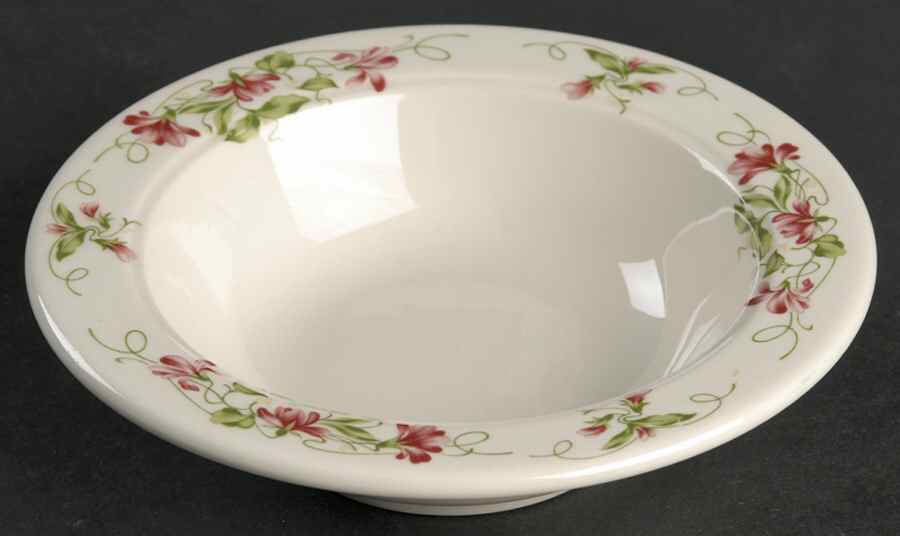 Pink Violets Rim Fruit/Dessert (Sauce) Bowl by Homer Laughlin -1
