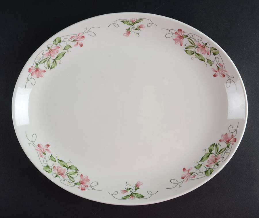 Pink Violets 13" Oval Serving Platter by Homer Laughlin -1