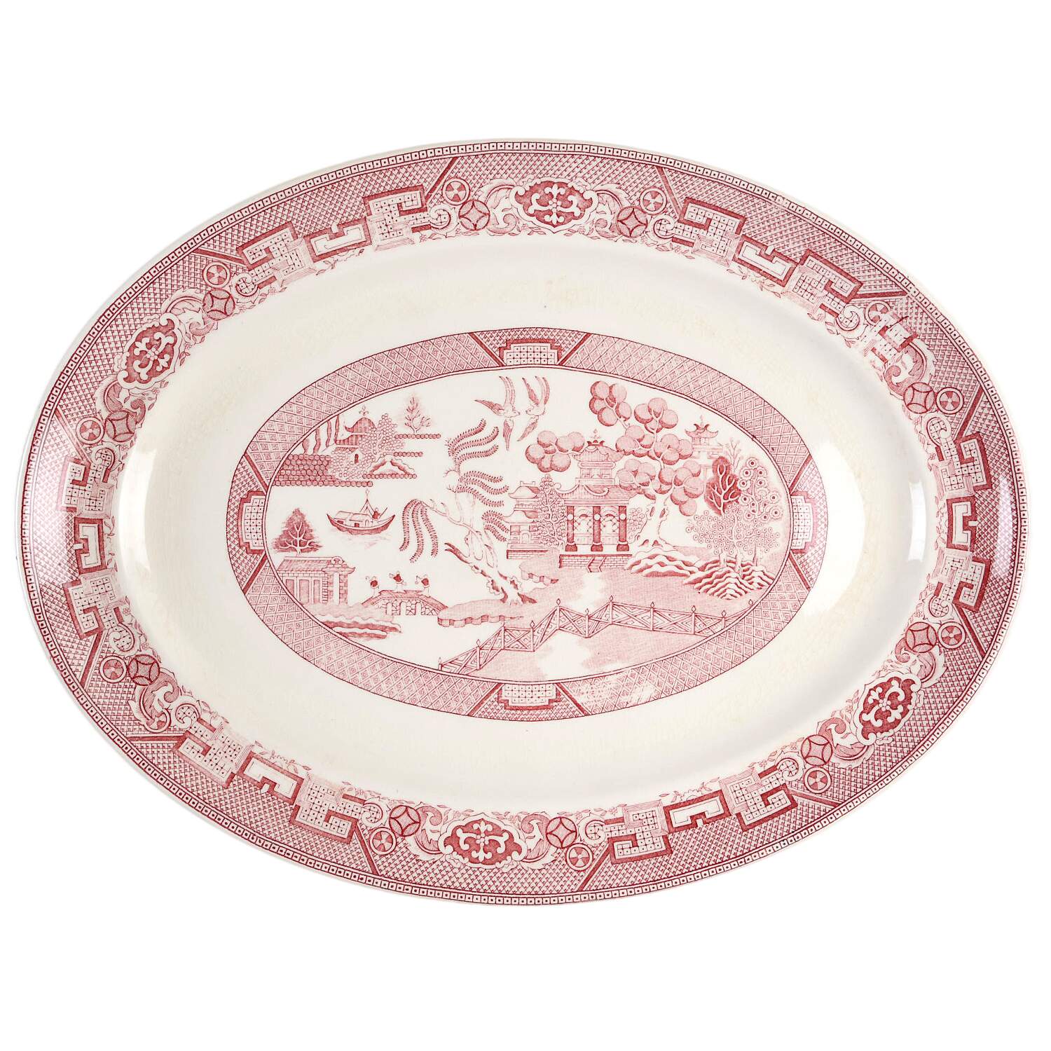 Pink Willow 15" Oval Serving Platter by Homer Laughlin -1