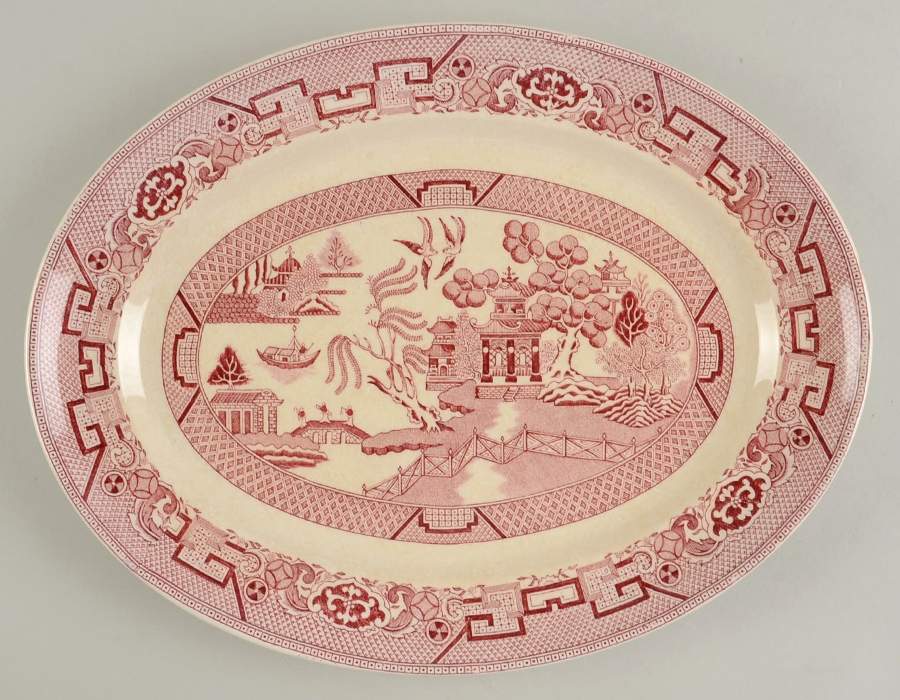 Pink Willow 13" Oval Serving Platter by Homer Laughlin -1