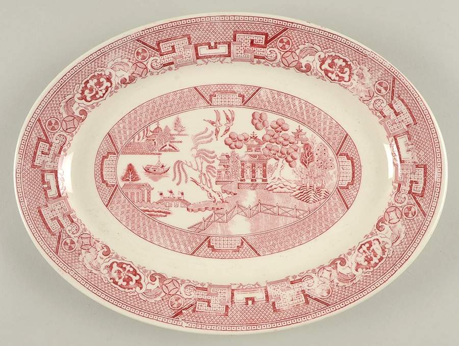 Pink Willow 11" Oval Serving Platter by Homer Laughlin -1