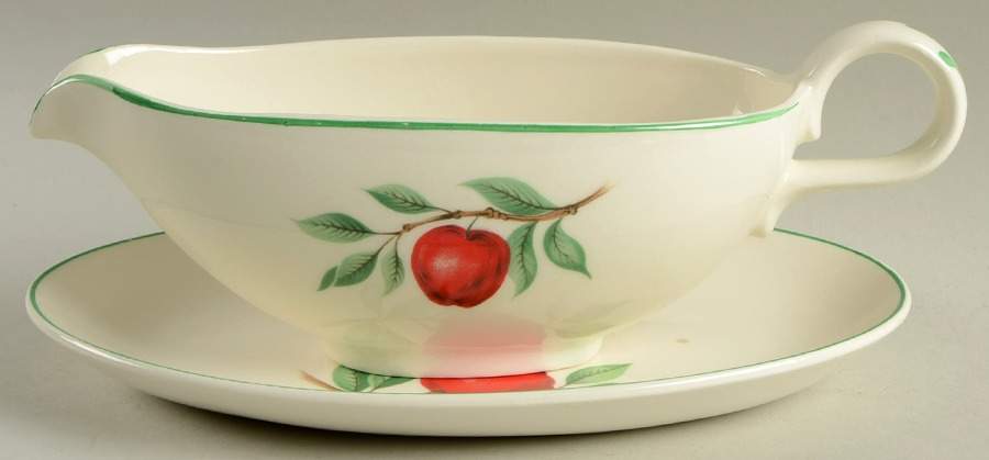 Red Apple Gravy Boat & Underplate/Relish by Homer Laughlin -1