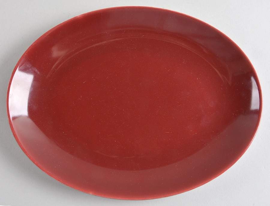 Rhythm Burgundy 11" Oval Serving Platter by Homer Laughlin -1