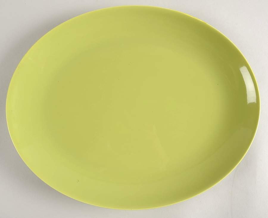Rhythm Green (Chartreuse) 13" Oval Serving Platter by Homer Laughlin -1