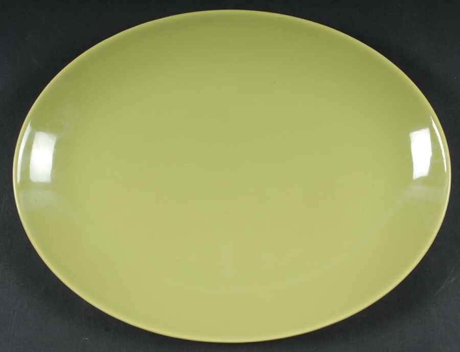 Rhythm Green (Chartreuse) 11" Oval Serving Platter by Homer Laughlin -1