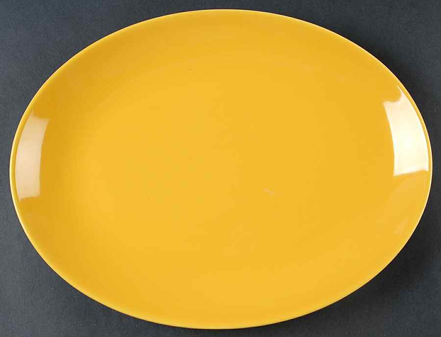 Rhythm Yellow 11" Oval Serving Platter by Homer Laughlin -1