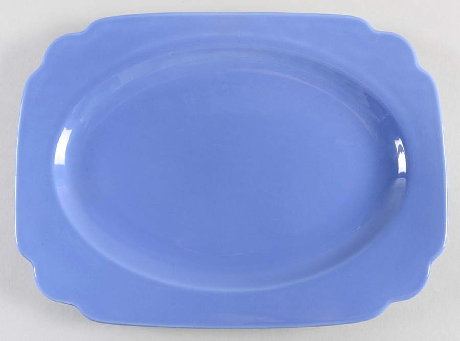 Riviera Mauve Blue 11" Oval Serving Platter by Homer Laughlin -1