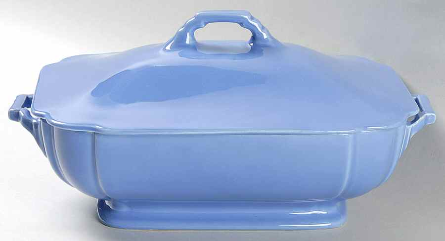 Riviera Mauve Blue Rectangular Covered Vegetable by Homer Laughlin -1