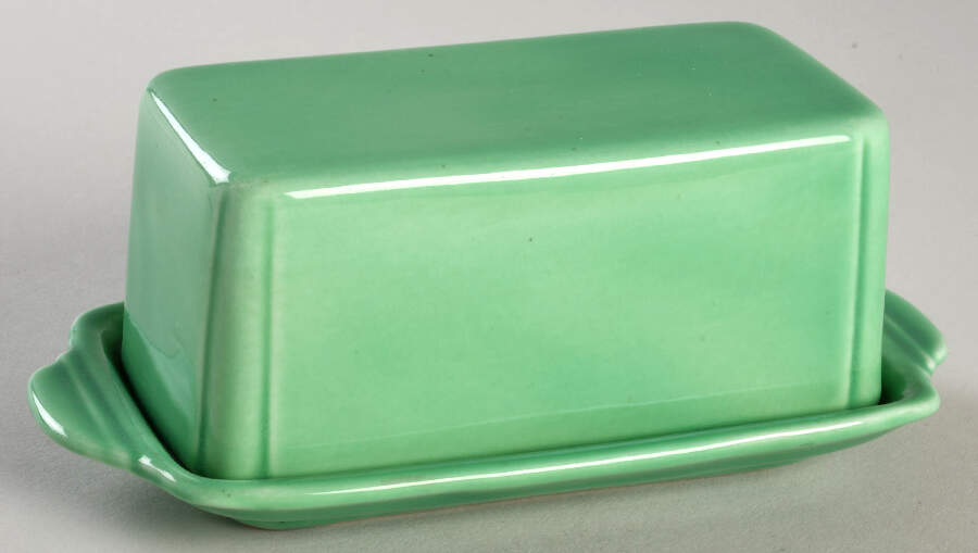 Riviera Green 1/4 Lb Covered Butter by Homer Laughlin -1