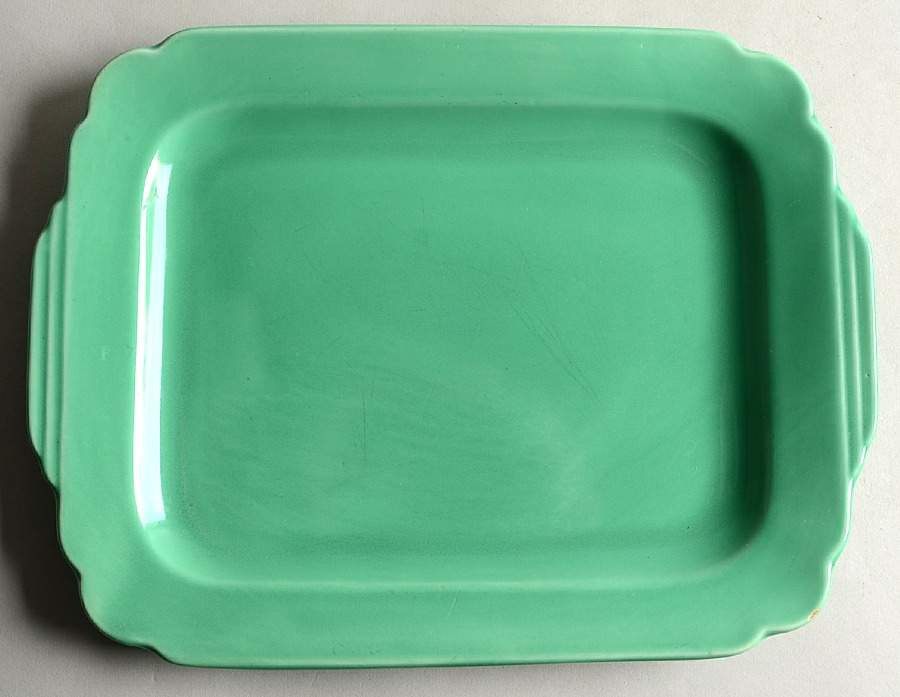 Riviera Green 11" Oval Serving Platter by Homer Laughlin -1