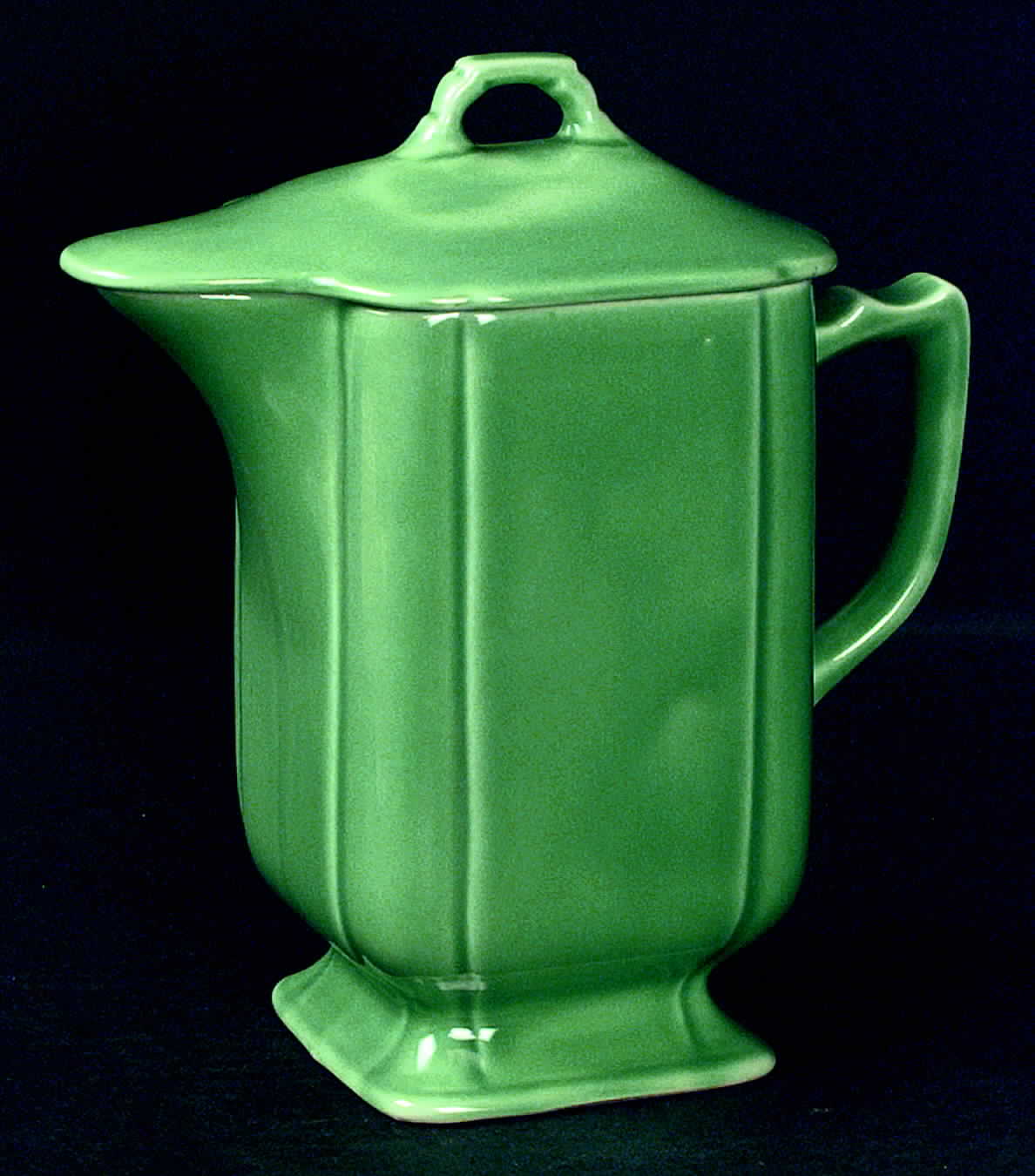 Riviera Green Batter Jug with Lid by Homer Laughlin -1