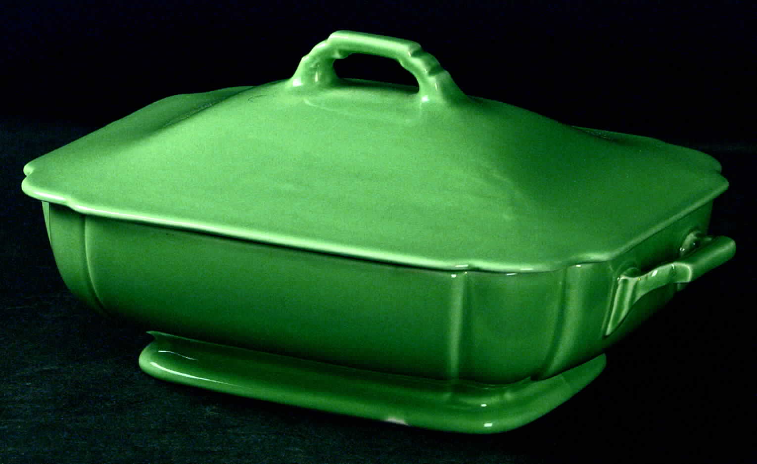 Riviera Green Rectangular Covered Vegetable by Homer Laughlin -1