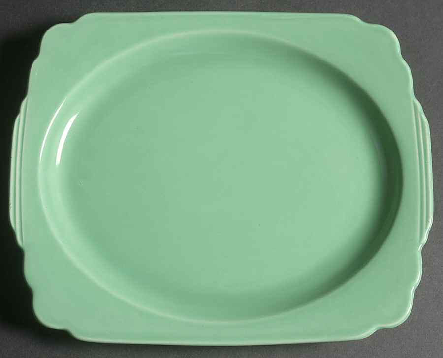 Riviera Green 11" Oval Serving Platter by Homer Laughlin -1
