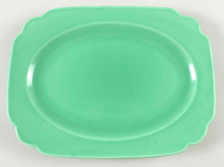 Riviera Green 11" Oval Serving Platter by Homer Laughlin -1
