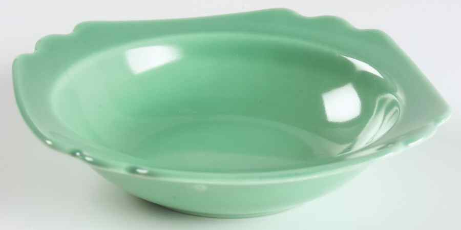 Riviera Green Rim Fruit/Dessert (Sauce) Bowl by Homer Laughlin -1