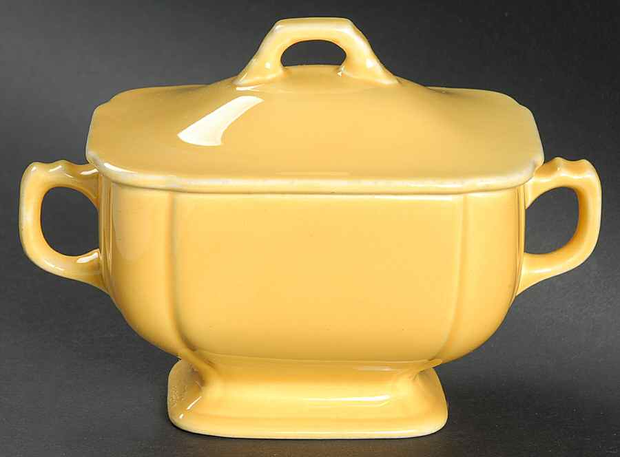Riviera Yellow Sugar Bowl & Lid by Homer Laughlin -1