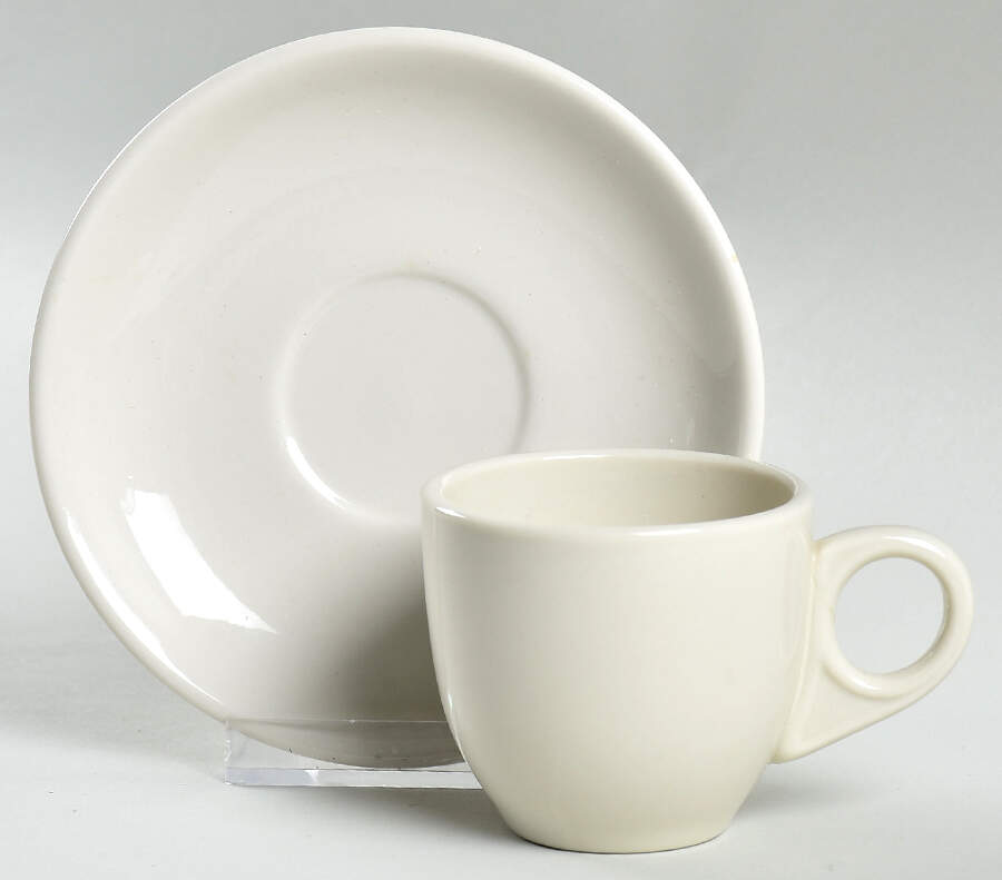 Best Restaurant Ware (All White) Flat Demitasse Cup & Saucer Set by Homer Laughlin -1