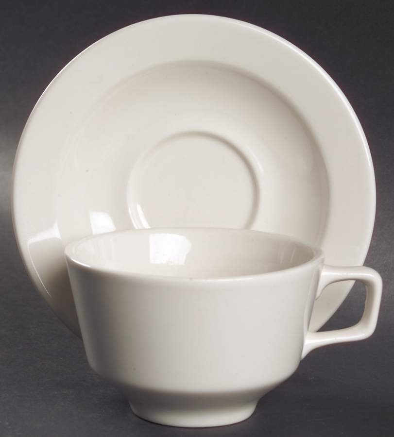 Best Restaurant Ware (All White) Flat Cup & Saucer Set by Homer Laughlin -1