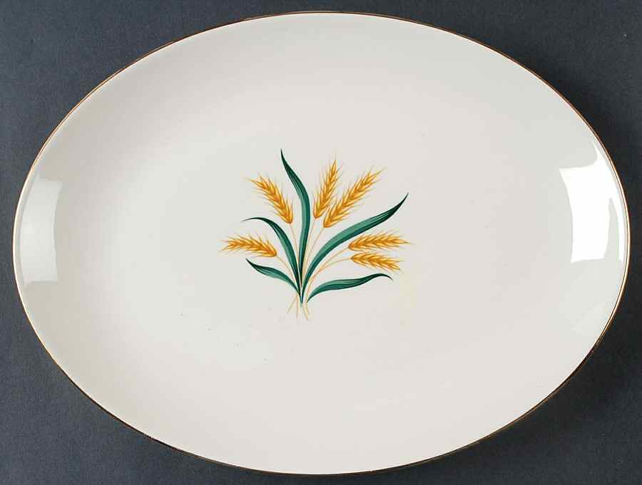 Royal Harvest (Gold Trim) 11" Oval Serving Platter by Homer Laughlin -1