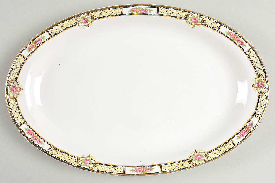 Rose & Lattice (Empress) 10" Oval Serving Platter by Homer Laughlin -1