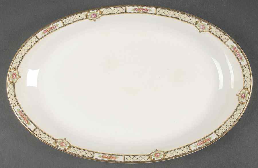 Rose & Lattice (Empress) 11" Oval Serving Platter by Homer Laughlin -1