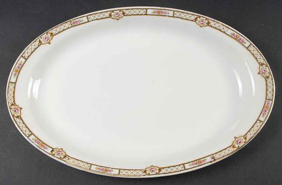 Rose & Lattice (Empress) 13" Oval Serving Platter by Homer Laughlin -1