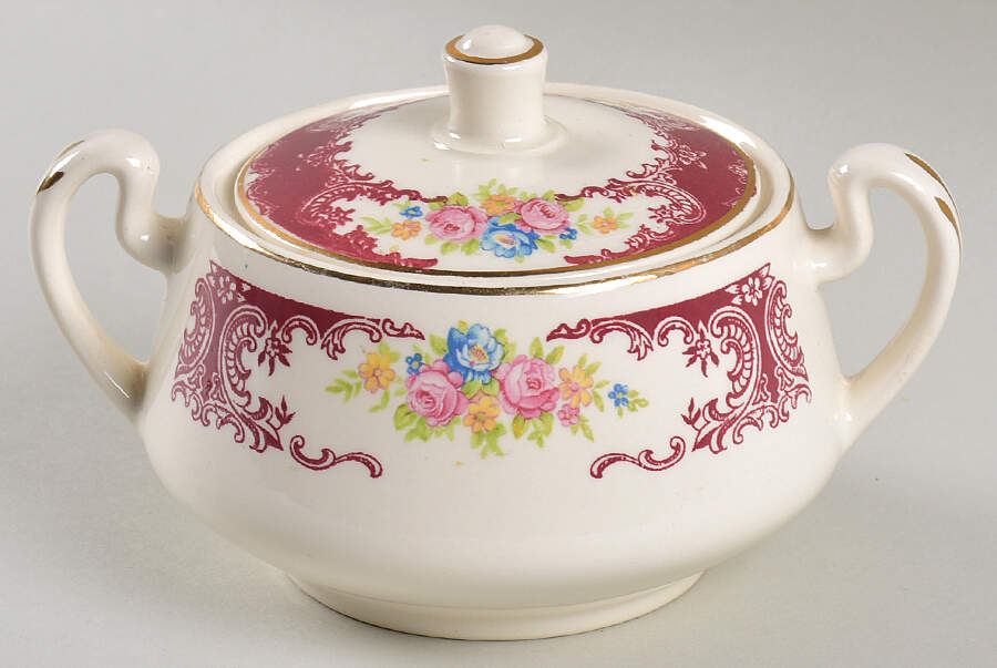 Rosewood Sugar Bowl & Lid by Homer Laughlin -1