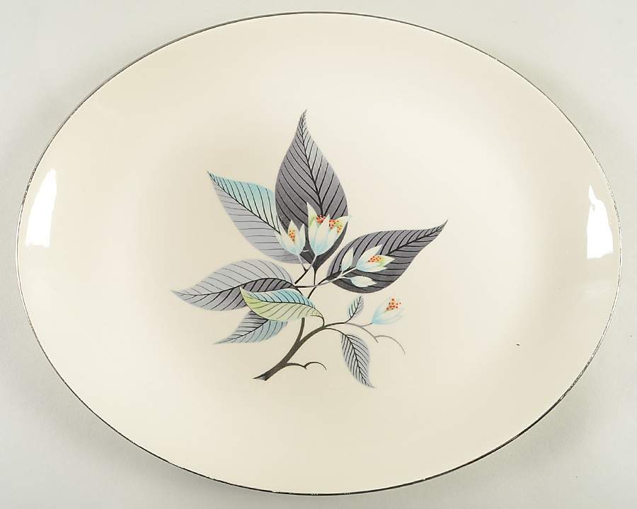 Lotus Hai (Rhythm Shape) 15" Oval Serving Platter by Homer Laughlin -1