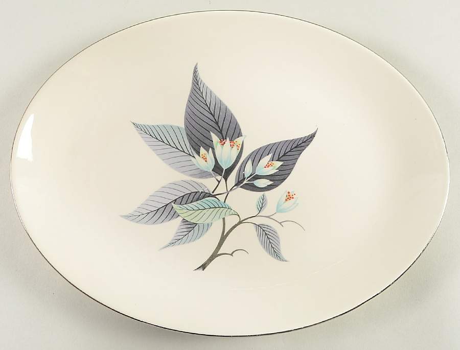 Lotus Hai (Rhythm Shape) 11" Oval Serving Platter by Homer Laughlin -1
